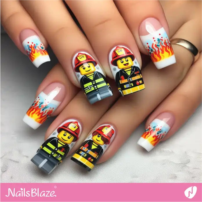 LEGO City Fireman Nail Design | Game Nails - NB2719